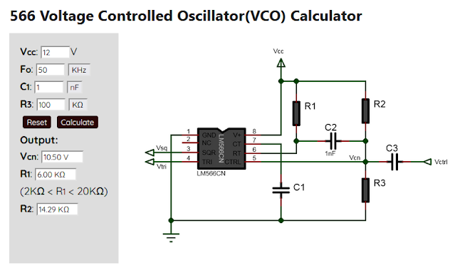LM566 VCO calculator