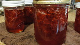 pints and half-pints of strawberry rhubarb jam