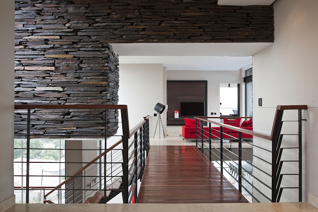 Picture of wooden bridge above the living room