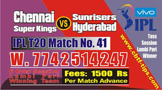 IPL 2019 41st Match Prediction Tips by Experts CSK vs SRH 