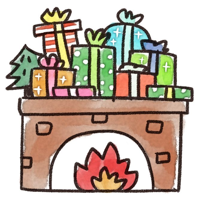 暖炉の上のクリスマスプレゼントのイラスト ゆるかわいい無料イラスト素材集 暖炉の上のクリスマスプレゼントのイラスト ゆるかわいい無料イラスト素材集