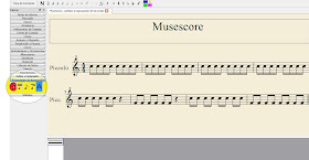 Después solo tenéis que hacer doble click en la opción de la izquierda de el agrupador de notas de Musescore (ver la imagen de abajo) y automáticamente las corcheas se agrupan de dos en dos (cómo se ve en la imagen anterior).