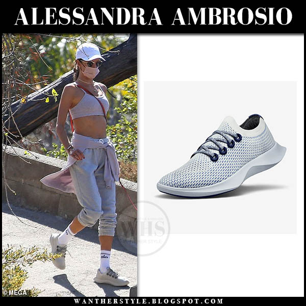 Alessandra Ambrosio in sports bra, sweatpants and sneakers