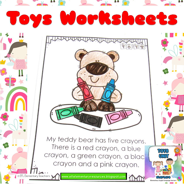 reading comprehension worksheet toys unit