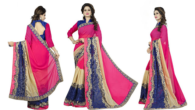 Aashvi Creation Embroidered, Self Design Bollywood Georgette, Net Saree  (Multicolor)