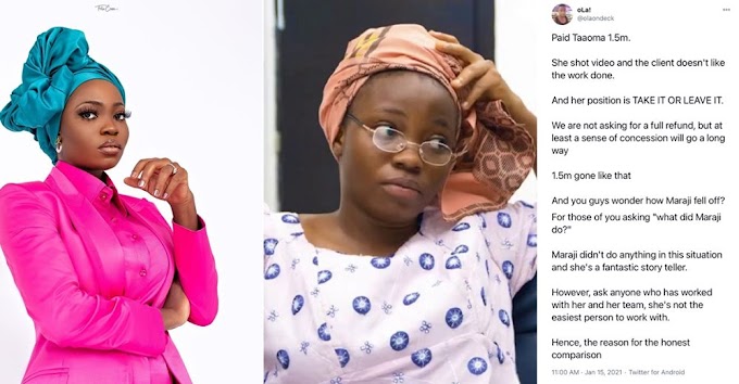 Man calls out Instagram Comedienne, Taaooma after he paid her 1.5million to shoot a skit advert.