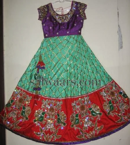 Parrot Work Huge Lehenga