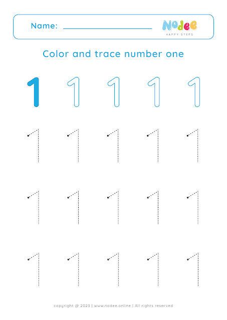 Free Printable Number Tracing Worksheets - number one