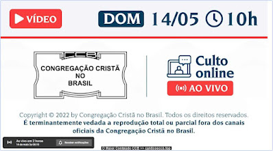 Santo Culto a Deus (Vídeo) - DOM - 14/05/2023 10:00