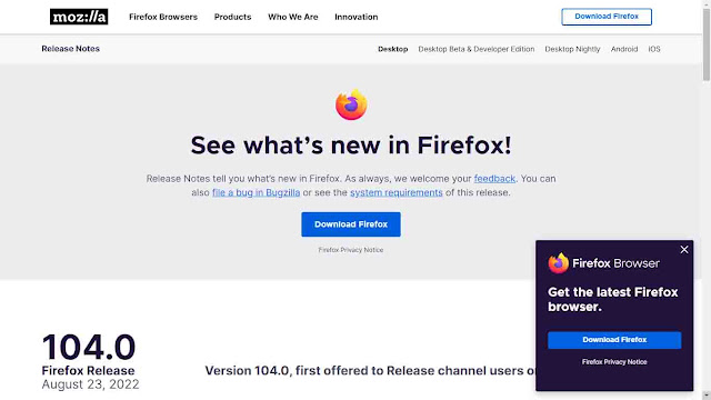 Mozilla Firefox 104 release