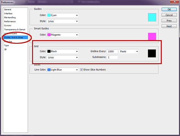 create grid lines for every 1000 pixels.