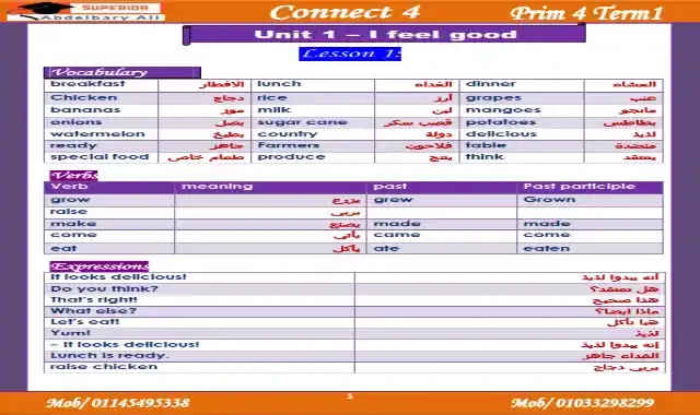 اقوى شرح وامتحانات على الوحدة الاولى لغة انجليزية كونكت 4 الصف الرابع الابتدائى الترم الاول 2022 connect 4 unit 1