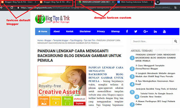 Cara Mudah Mengganti Gambar Favicon Blog di Blogger