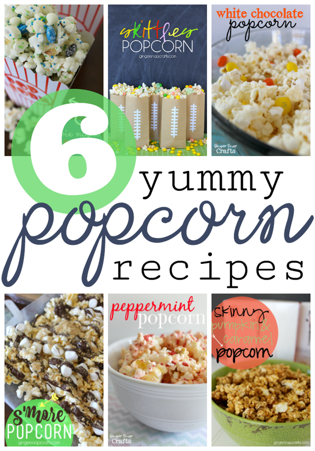 6 Yummy Popcorn Recipes at GingerSnapCrafts.com #recipes #popcorn #gingersnapcrafts