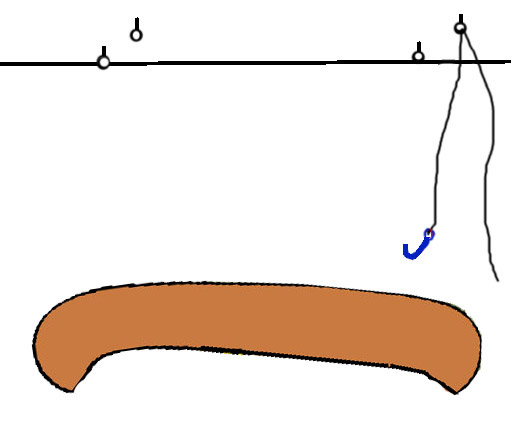 Tie a large hook and eye to the ends of four 16-foot long half-inch 