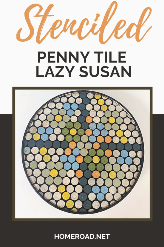 penny tile stenciled lazy susan pin