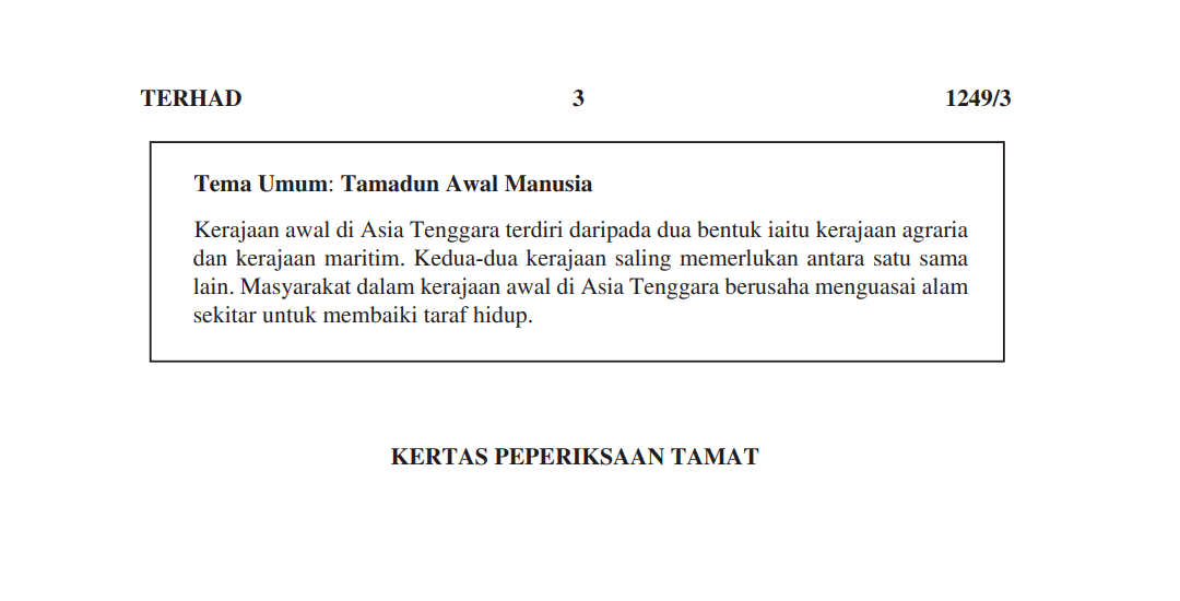 Soalan Spm Ulangan 2019 Sejarah Kertas 2 - Terengganu w