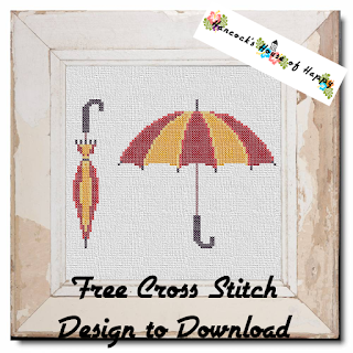 free umbrella cross stitch pattern. open and closed umbrella cross stitch