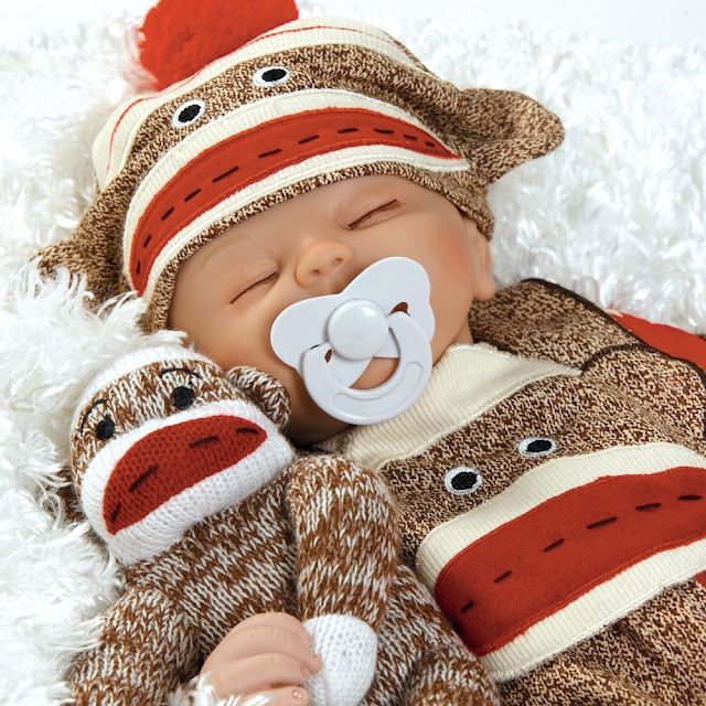 Baby Doll That Looks Real, Sock Monkey Business 16" Weighted Body Artist: Angela Anderson