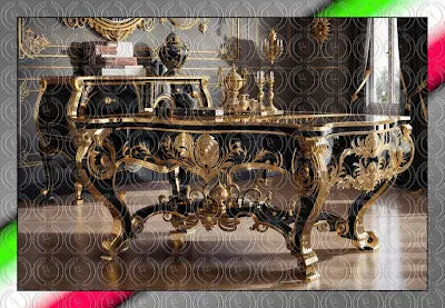 tavolo laccato di nero e oro stile regale