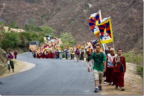 Marchers on the road