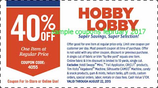 free Hobby Lobby coupons for february 2017