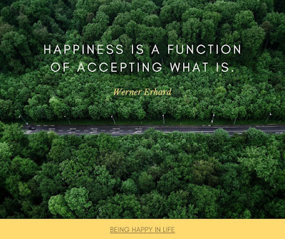 Happiness is a function of accepting what is. Quote by Werner Erhard about how to be happy in life