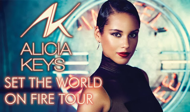 A poster for the Alicia Keys Set The World On Fire Tour Live In Malaysia Concert Coming this November