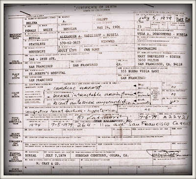 Helen A Orloff death certificate