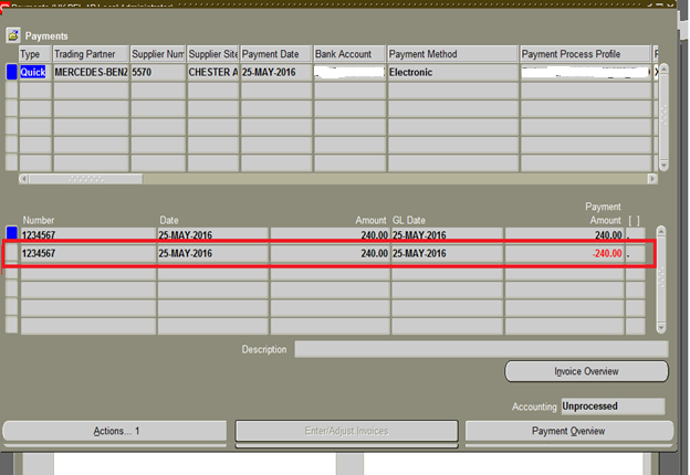 How to void a Payment In Oracle