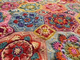 Persian Tiles Eastern Jewels crochet blanket close up