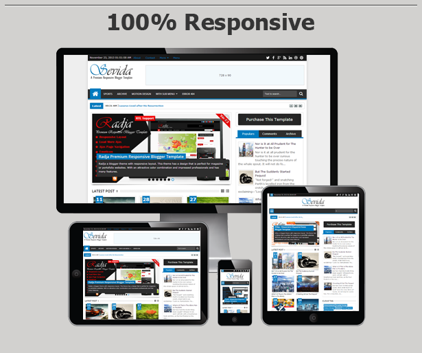 >Sevida Blogger Template Features Responsive