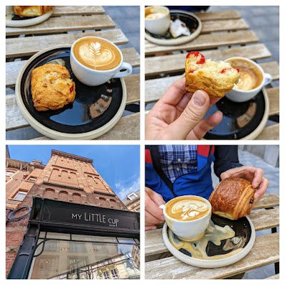 Layover in Brussels: Collage of coffee and pastries at My Little Cup
