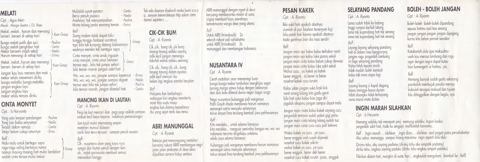 Sampul Kaset Album Lagu Anak Indonesia Jaman Dulu: MC Cilik