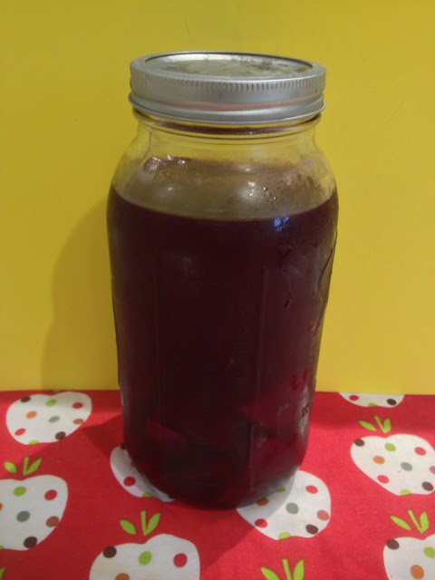 Beet Kvass in a large Mason Jar