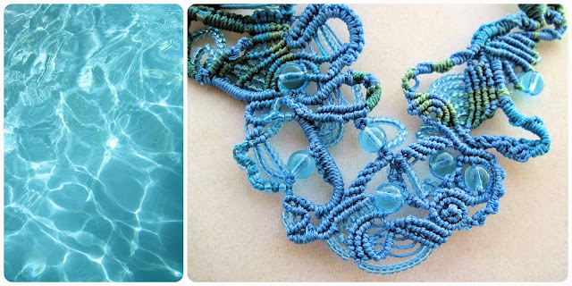 Freeform macrame inspired by water.