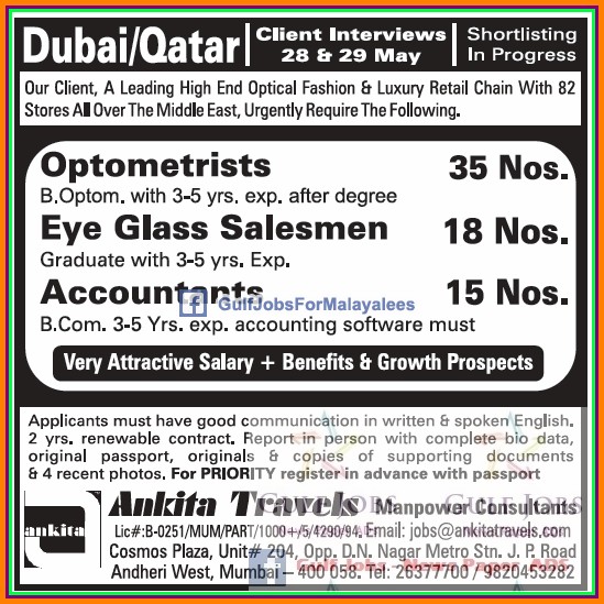 Dubai & Qatar Luxury retail chain Jobs