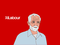 Jeremy Corbyn cartoon, by Wendy Cockcroft