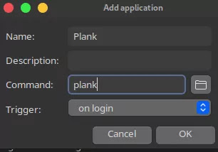 Plank autostart adding