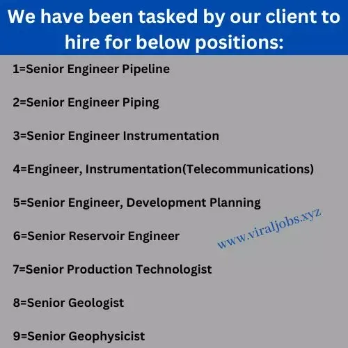 We have been tasked by our client to hire for below positions