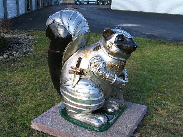 Warrior squirrel made of iron