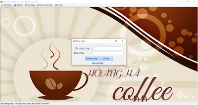 Giao diện đăng nhập phần mềm quản lý quán cafe