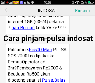 cara minta pulsa sos indosat