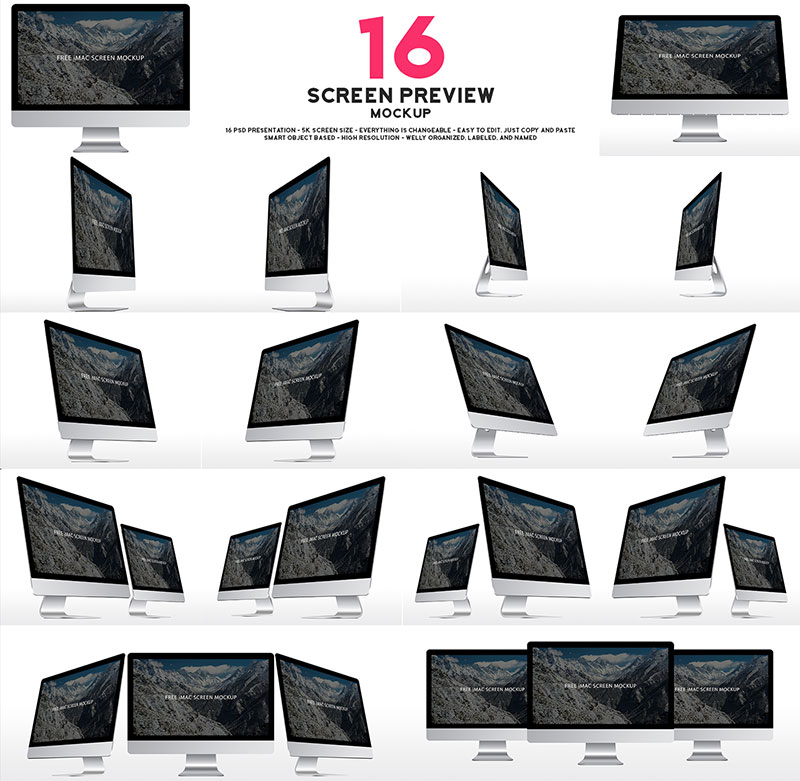 Free iMac screen 5k mockup