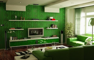 Green Living Room Design Interior