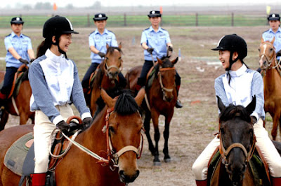 mounted chinese policewomen