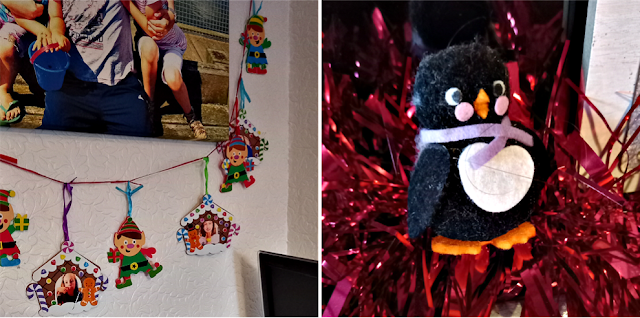 Hanging elves and a little penguin