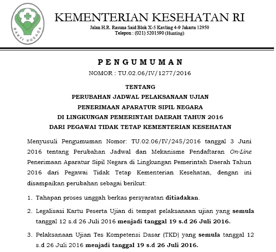 Surat Pengumuman Resmi Perubahan Jadwal Pelaksanaan Ujian 