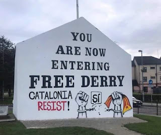 you are now entering free Derry , Catalonia , Ireland, IRA