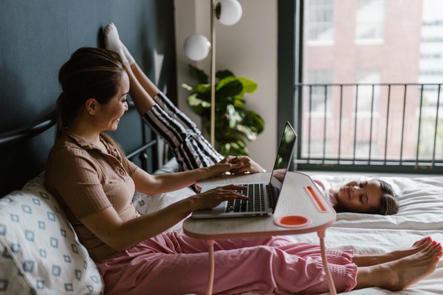 A portable laptop table for working at home